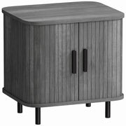 Nordic Bedside Table with Sliding Roller Doors and Metal Legs for Bedroom Grey