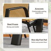 Khaki Set 4 of Stackable Rattan Garden Chairs With Breathable Mesh backs