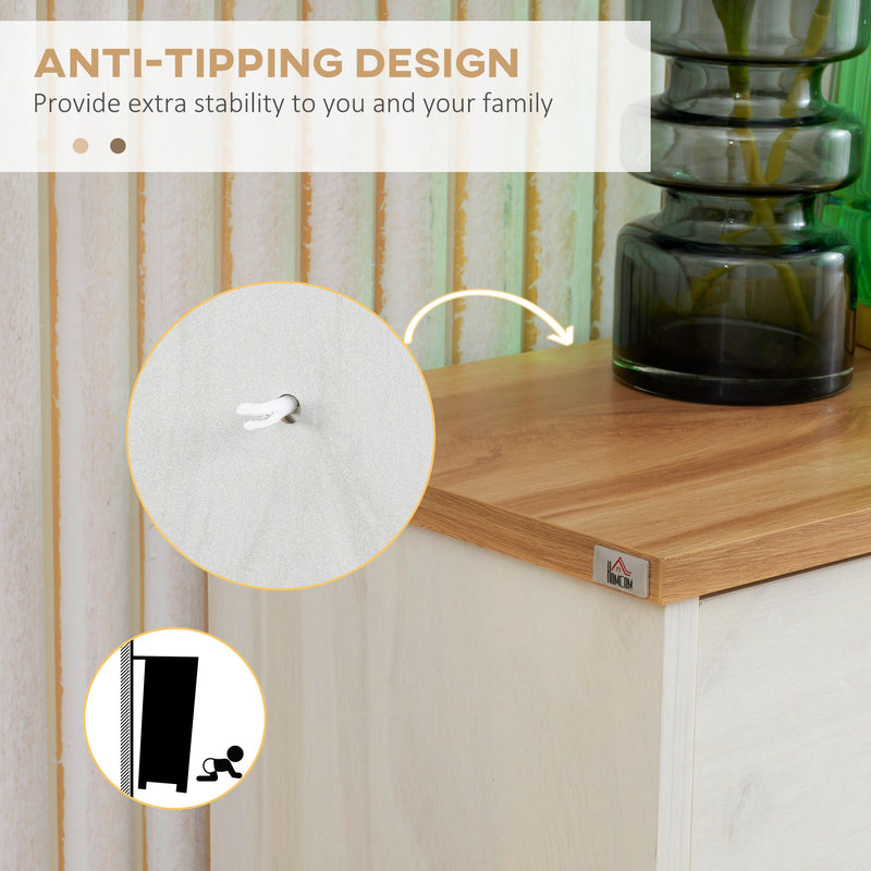 Slim Shoe Cabinet with 3 Flip Drawers and Adjustable Shelves for Hallway Storage Cream White