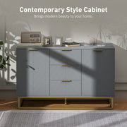 Grey Sideboard with 3 Drawers and Adjustable Shelves for Living Room Storage