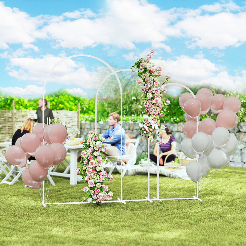 Outsunny Wedding Arch Frame Set, Metal Balloon Arch Stand Set, Balloon Arch Stand Set for Birthday Party, 2.2, 2, 1.8 m White AOSOM