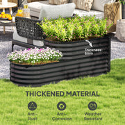 Two Tier Galvanised Steel Garden Planter Dark Grey by Outsunny