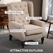 Wingback Accent Chair Upholstered with Button Tufting for Lounge or Bedroom Comfort Beige