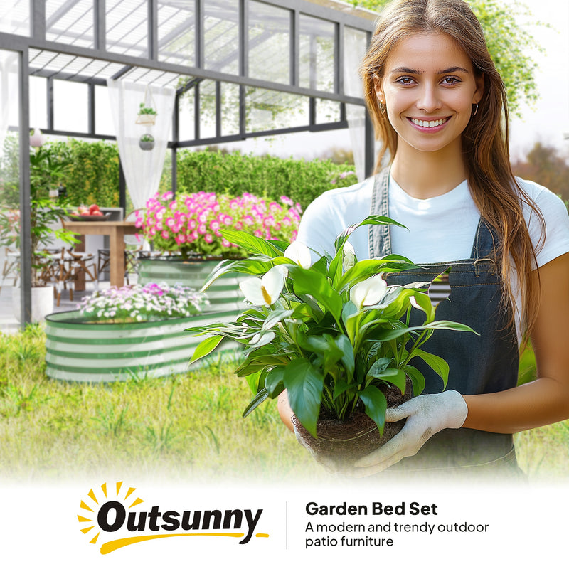 Light Green Two Tier Galvanised Steel Garden Planter for Outdoor Plants by Outsunny