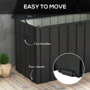 450L Garden Storage Box with Wheels Easy Access Galvanised Steel Outdoor Chest, Dark Grey