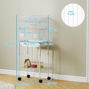 White Bird Cage with Stand and Storage for Budgies Canaries Finches Easy Clean Tray
