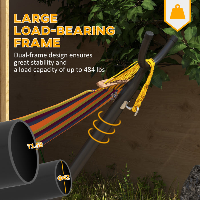 Adjustable Black Hammock Stand With Wheels And Carry Bag For Garden Or Camping Use