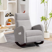 Rocking Armchair With Corduroy Upholstery Ideal For Relaxing In Living Room Grey
