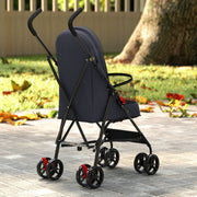 Pet Stroller for Small Dogs and Cats with Foldable Frame and Weather Canopy Dark Grey AOSOM
