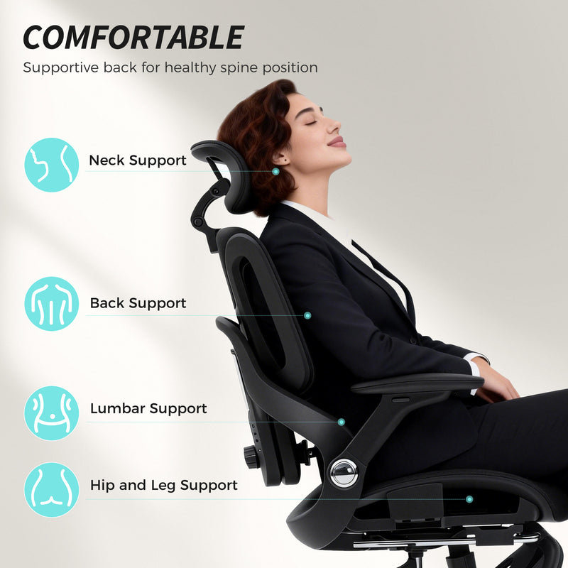 Ergonomic High Back Mesh Office Chair With Lumbar Support For Home Or Work, Black AOSOM