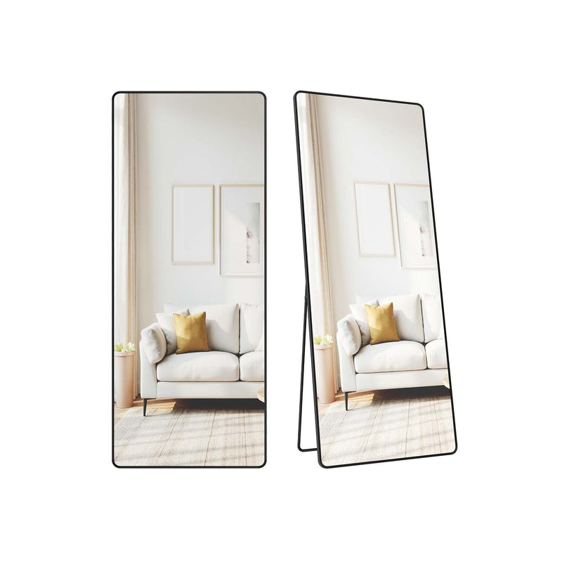 Ink black full-length rectangular mirror with stand, 165 x 60 cm