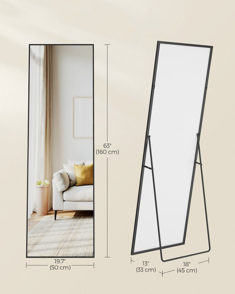 Dimension diagram giving 160 cm height, 50 cm width and the open stand footprint