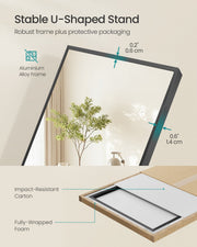 Close-up of the aluminium alloy frame profile and the protective carton packaging