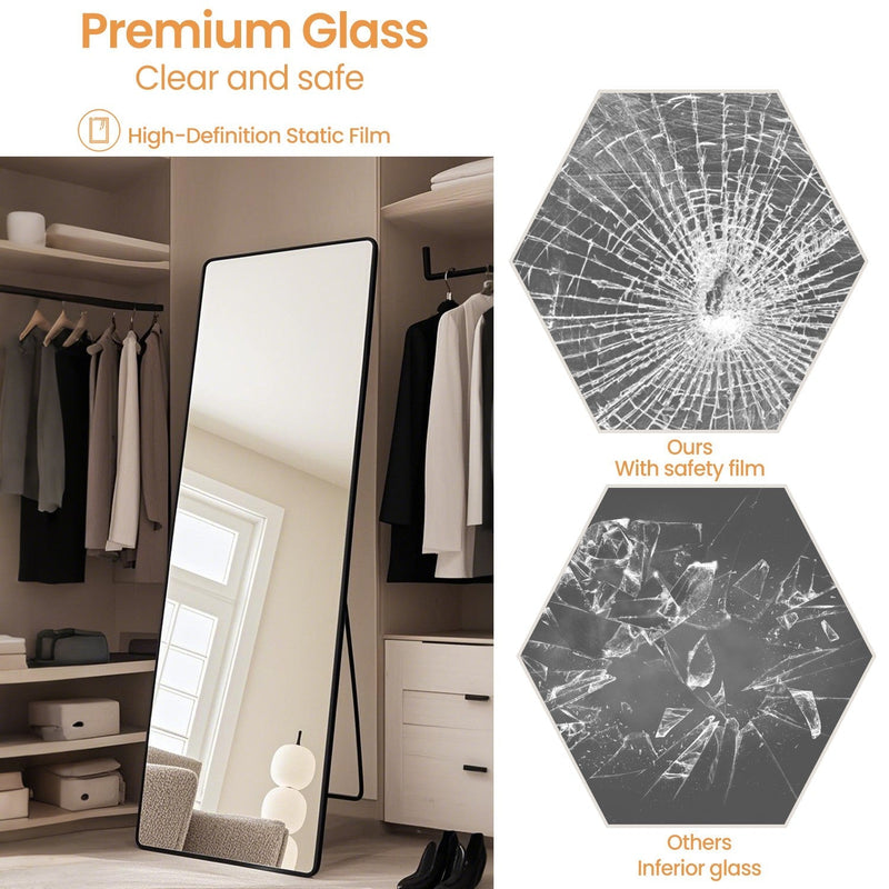 Diagram comparing tempered safety glass with safety film to ordinary shattered glass