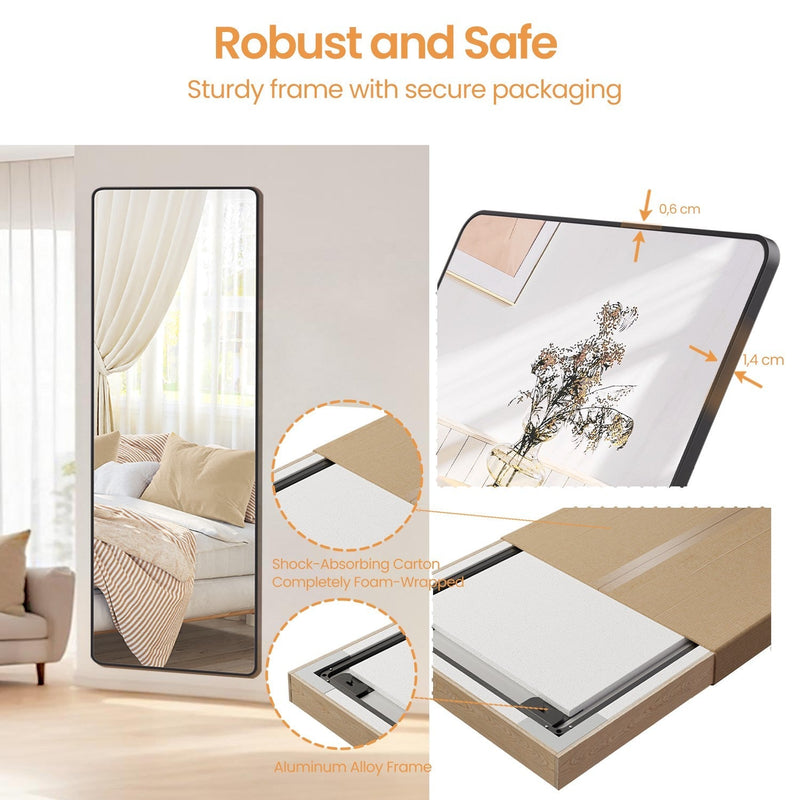 Close-up of the aluminium frame edge thickness and foam-wrapped shipping carton