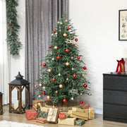 6ft full spruce Christmas tree decorated with red and gold baubles in a living room