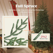7ft Christmas tree close-up of dense spruce branch tips with branch tip count