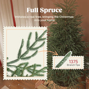 5ft Christmas tree close-up of dense spruce branch tips with branch tip count