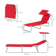 2 Piece Folding Sun Lounger Set With Adjustable Canopy For Beach Or Garden Relaxing