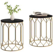 Set of 2 Nesting Garden Side Tables with Ceramic Tile Top for Indoor Outdoor Use by Outsunny