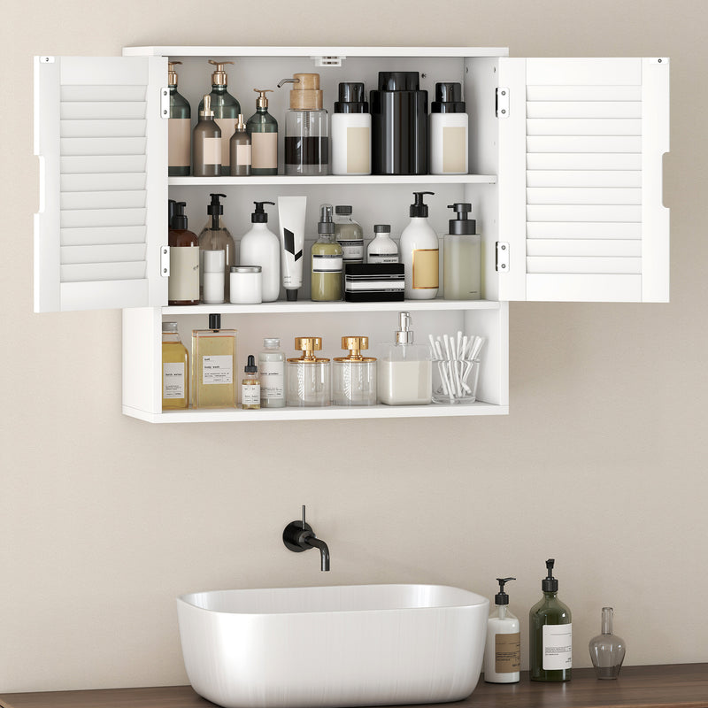 Wall Mounted Bathroom Storage Cabinet With Adjustable Shelves For Small Spaces White