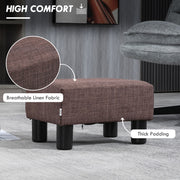 Linen Fabric Footstool Ottoman Cube with Storage and Plastic Legs for Living Room, Brown