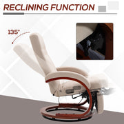 Reclining Swivel Armchair with Footrest for Relaxing at Home Office Use Beige