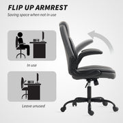 Ergonomic Faux Leather Office Chair With Flip Up Armrests For Home Or Office, Charcoal Grey