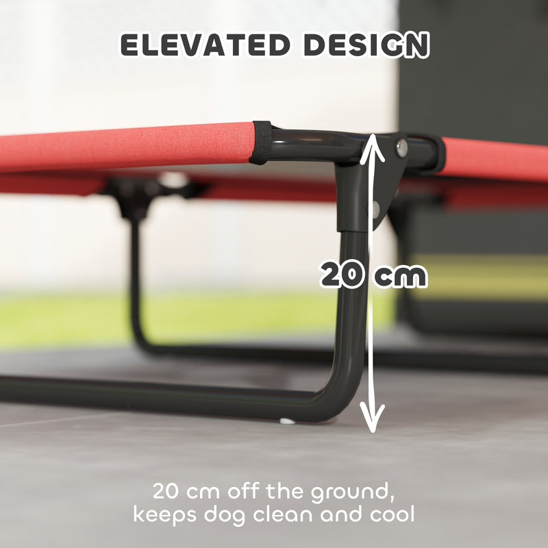 Red Portable Elevated Dog Bed With Breathable Mesh For Large Pets Indoor Or Outdoor Use