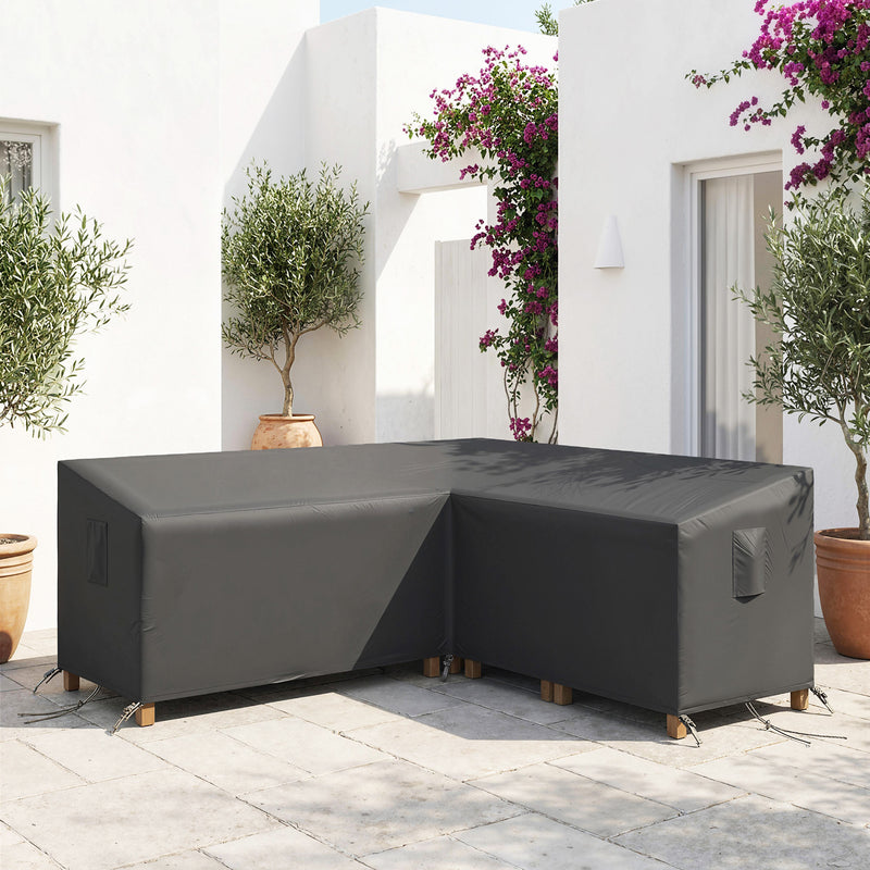 V Shaped Outdoor Furniture Cover Waterproof for Corner Sofa with Air Vents Black Outsunny
