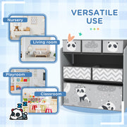 Grey Kids Toy Storage Unit with Six Fabric Bins for Bedrooms and Playrooms by ZONEKIZ