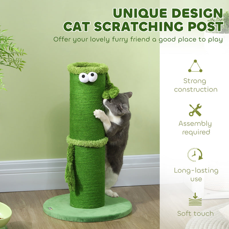 Green 63cm Cat Scratching Post with Sisal Rope and Sturdy Base for Indoor Cats by PawHut