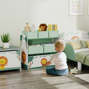 3 Tier Kids Toy Storage Unit With 6 Removable Bins For Bedroom Or Playroom Green 63 x 30 x 66cm