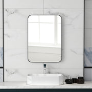 Curved Black Bathroom Mirror 70 x 50cm Modern Wall Mounted Design by HOMCOM