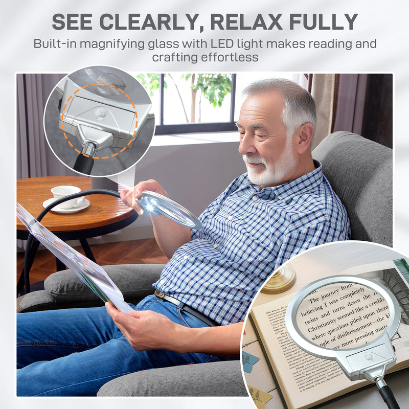 Electric Rise Recliner Armchair With Built In Reading Light For Relaxation, Grey