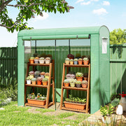 Garden Greenhouse for Year Round Plant Protection with Roll Up Door and Mesh Windows Green Outsunny