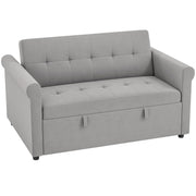 Two Seater Velvet Feel Sofa Bed With Foldable Design For Guest Rooms Grey