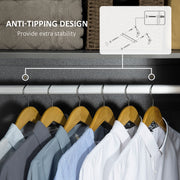 2 Door High Gloss Wardrobe With Hanging Rail And Shelf For Bedroom Storage Grey