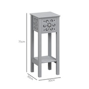 Set of Two Grey Floral Cut-Out Side Tables Elegant and Stylish by HOMCOM
