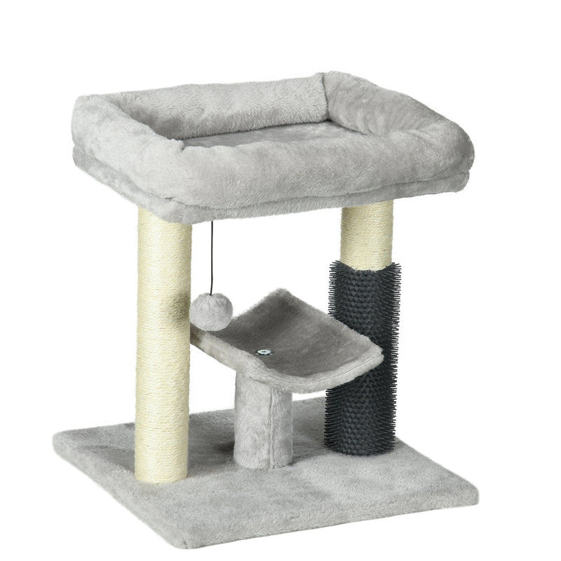 Cat Tree Tower With Scratching Posts Bed Perch Self Groomer And Toy For Indoor Cats Grey