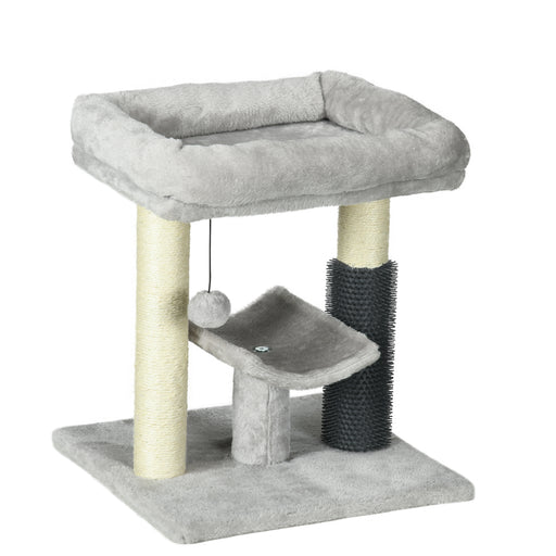 Cat Tree Tower With Scratching Posts Bed Perch Self Groomer And Toy For Indoor Cats Grey
