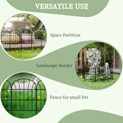Set of 8 Metal Garden Fence Panels Decorative Picket Style for Outdoor Borders Black AOSOM