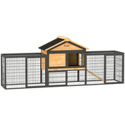 Wooden Rabbit Hutch with Steel Run and Removable Tray for Guinea Pigs by PawHut
