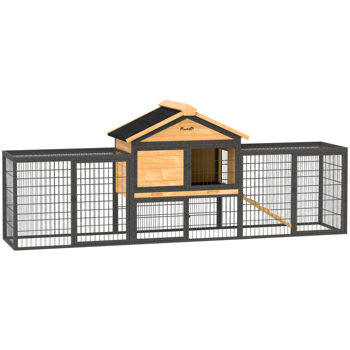 Buy PawHut Wooden Rabbit Hutch With Steel Run & Tray | Opal Retail