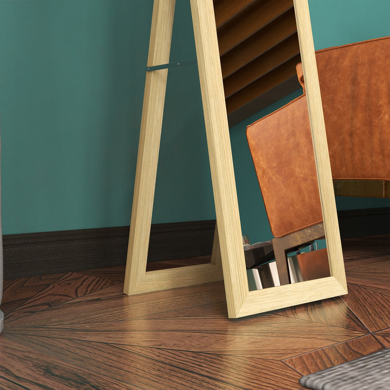 Rustic Full Length Mirror Freestanding or Wall Mounted for Bedroom or Hallway, Natural