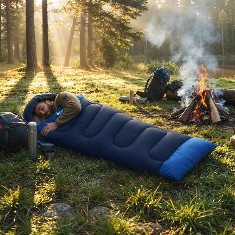 Sleeping Bag for Camping with Spacious Design and Blanket Zip Navy Blue