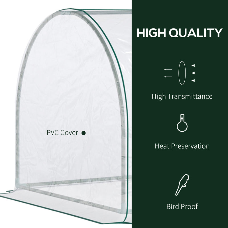 Set of 2 Clear Tunnel Greenhouses with Roll-up Door Steel Frame and Plastic Cover by Outsunny
