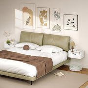 Floating Bedside Tables Set of 2 with Drawer and Shelf Space Saving Storage White AOSOM