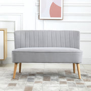 2 Seater Sofa, Modern Light Grey Velvet 2 Seater Sofa with Wooden Frame and Foam Padding for Small Spaces