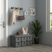 Shoe Storage Bench with 6 Drawers and Padded Seat Ideal for Hallway or Entryway Dark Grey